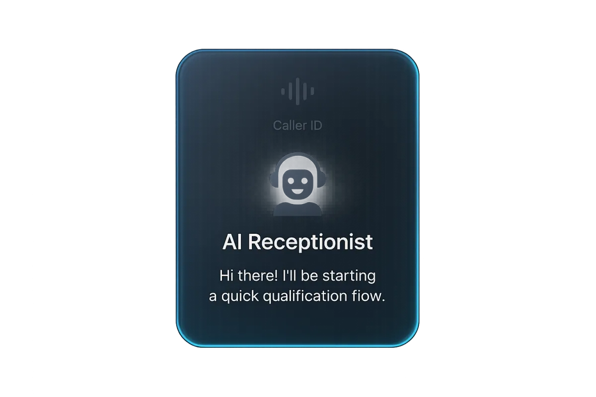 Glass Conversational Card interface showing AI qualifying a lead