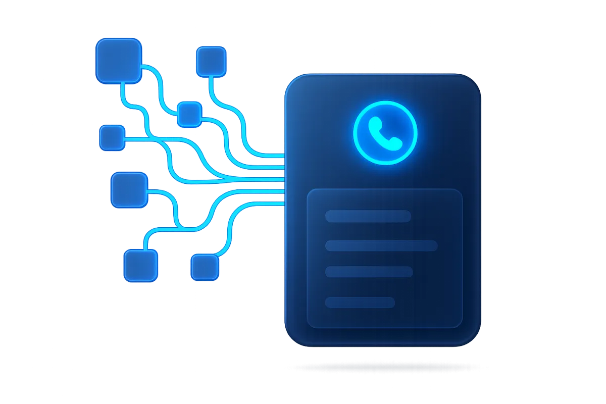 Glass Conversational Card interface syncing customer data to a CRM
