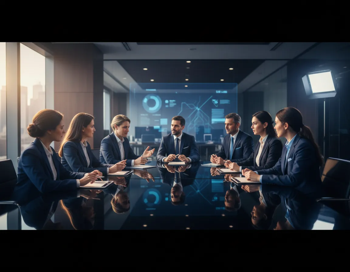 Executive leadership conducting an in-depth quarter performance audit
