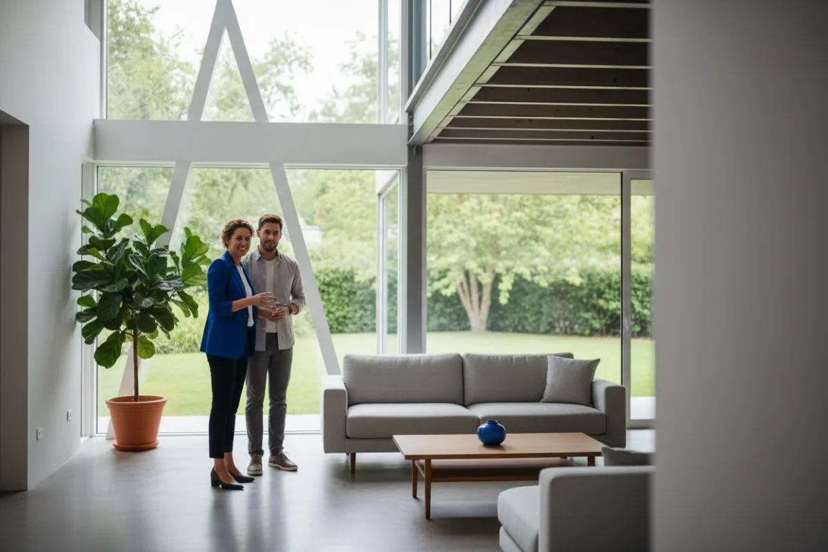 Real Estate Agent showing house