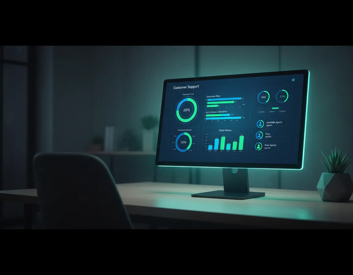 Customer support dashboard metrics and team availability