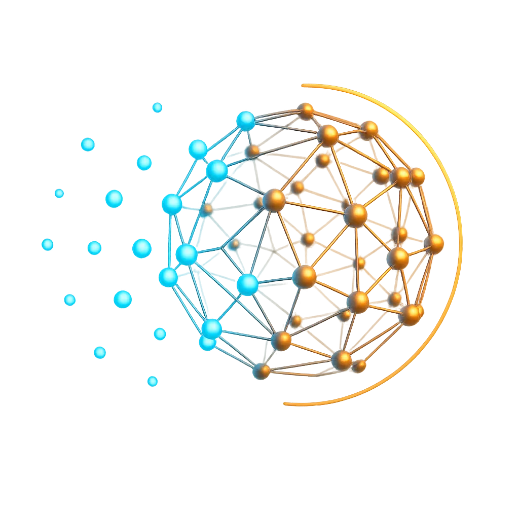 Conceptual graphic showing disconnected glowing nodes transforming into a structured pipeline