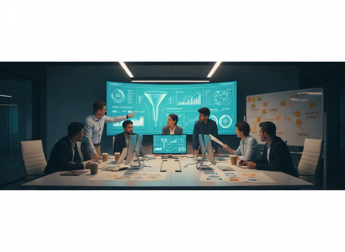 Marketing team developing targeted customer acquisition and retention strategies in a collaborative workspace