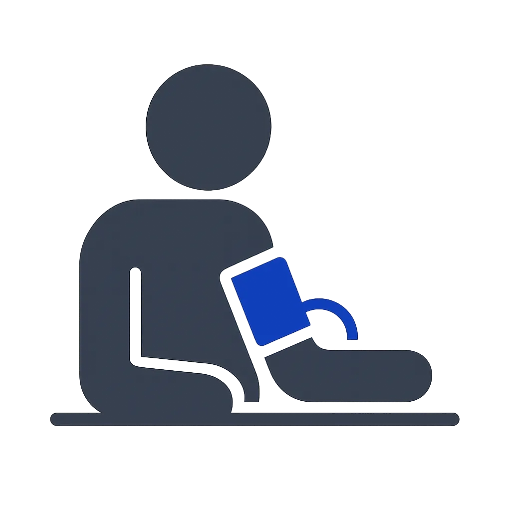 Icon showing arm support and correct cuff placement