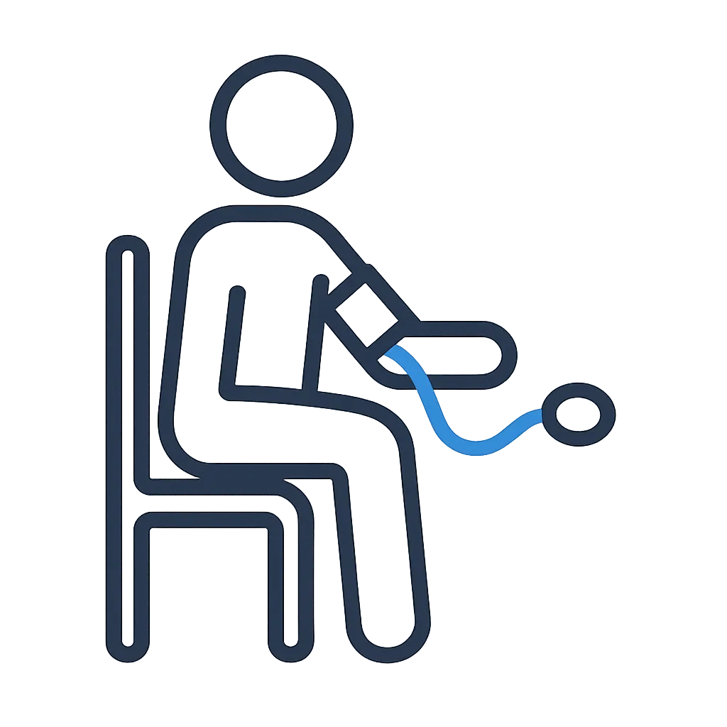 Icon illustrating proper posture for blood pressure check