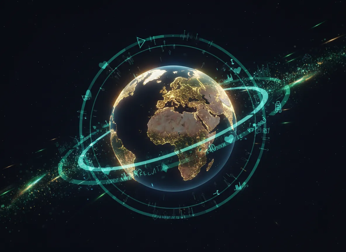 Stylized earth imagery representing global health and nutrition