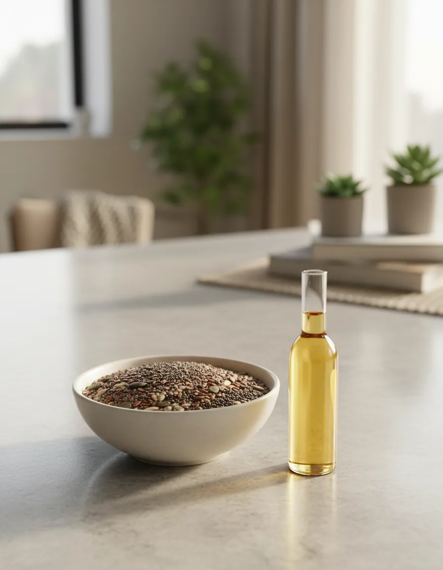 Macro seed photography blended with modern wellness lifestyle