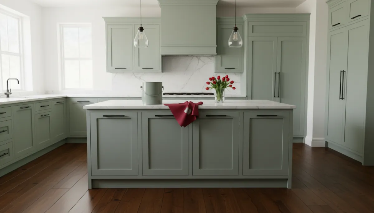 Factory finish application for kitchen cabinets