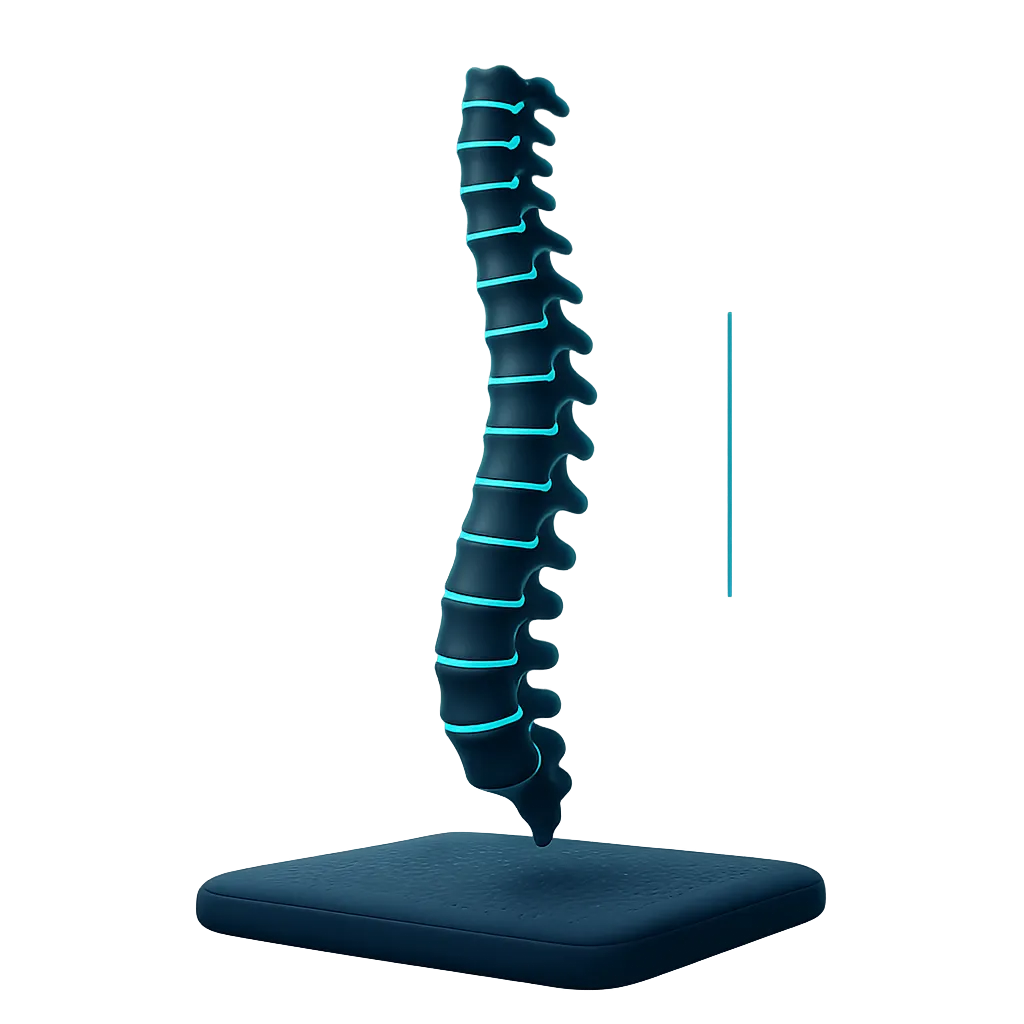 Abstract visualization of spinal alignment showing optimal resting support