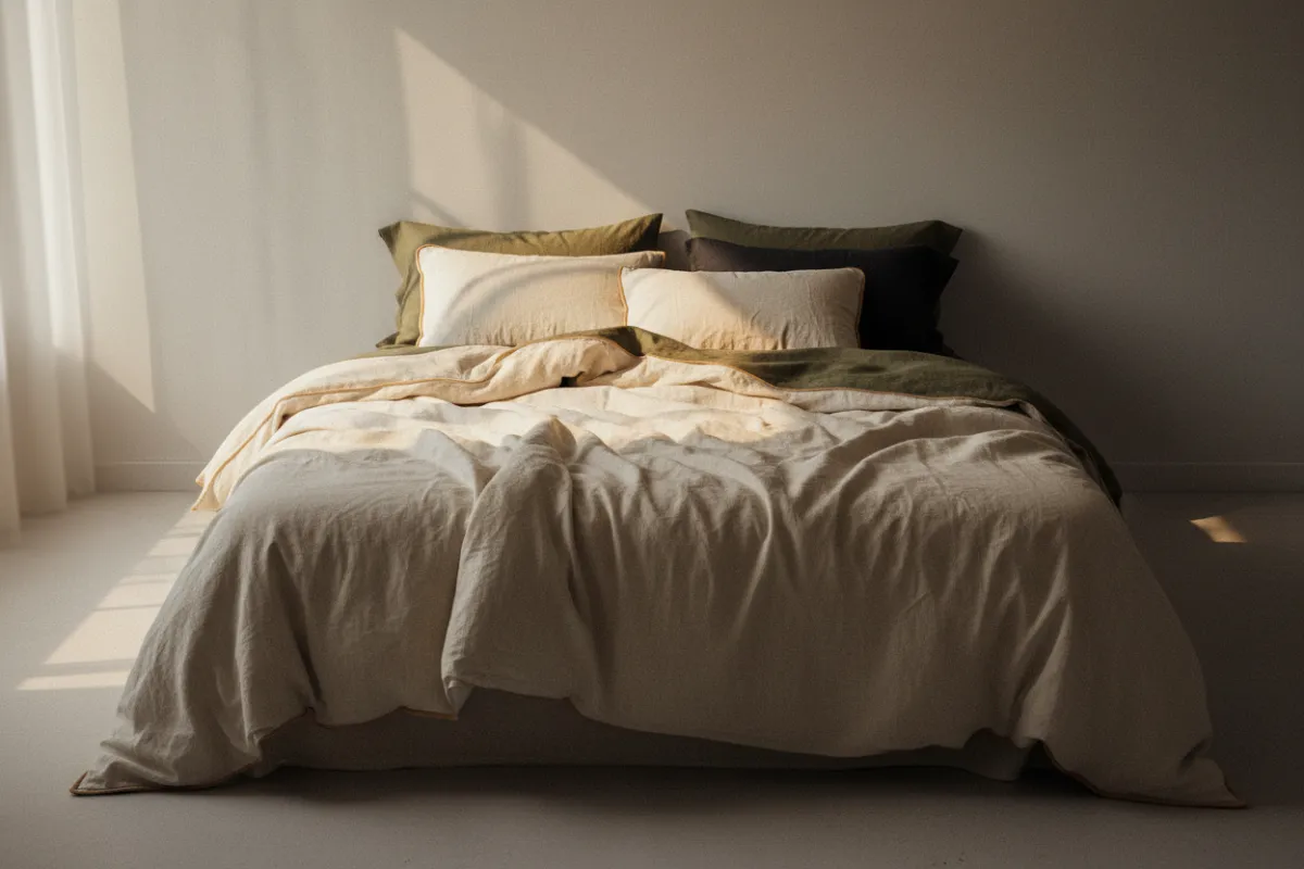 A minimal, desaturated photo representing deep recovery and sleep.