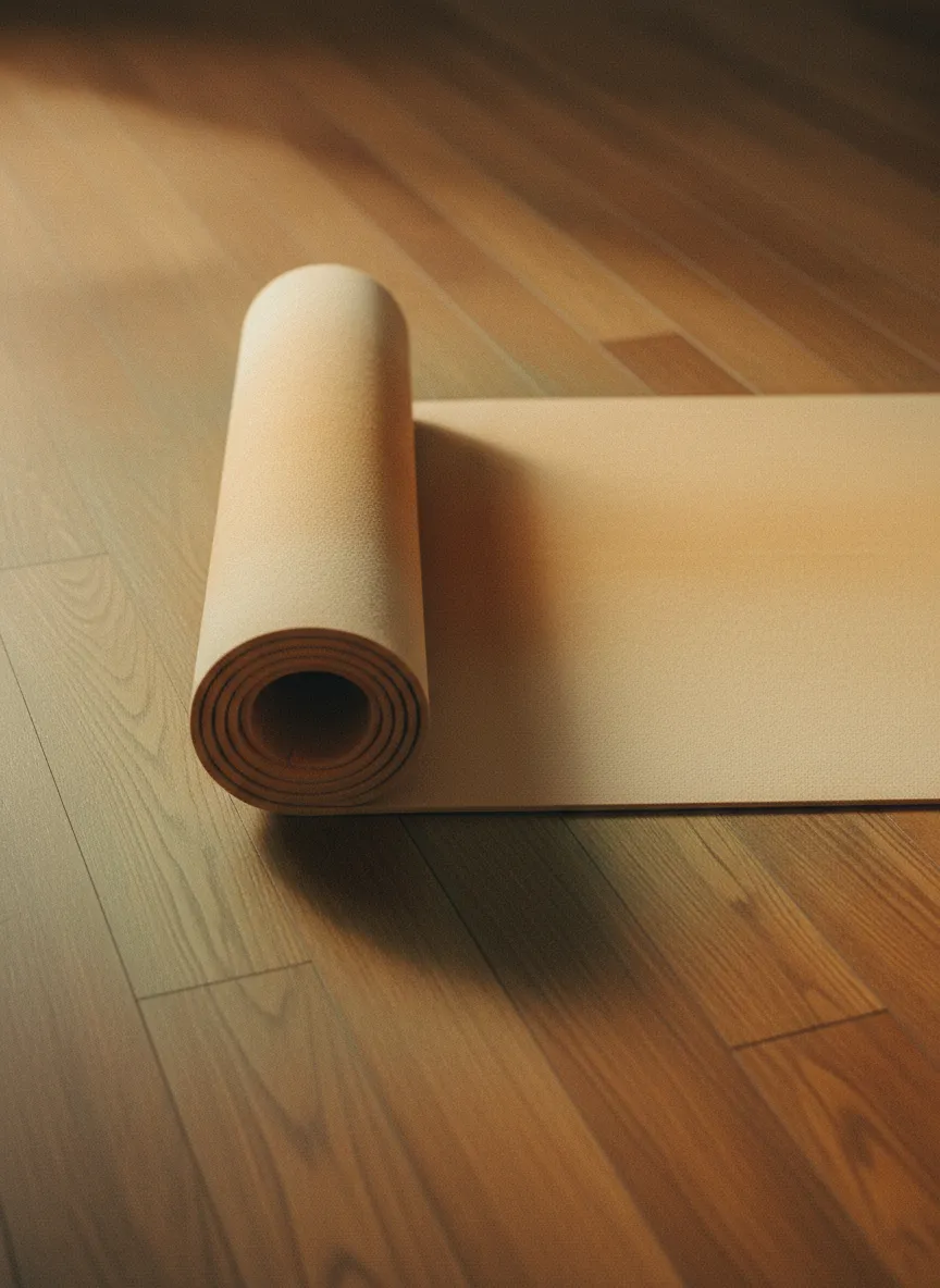Soft fabric or a yoga mat rolled softly, promoting calm and safety
