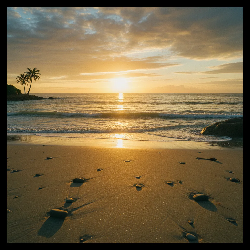 Beach scene over water