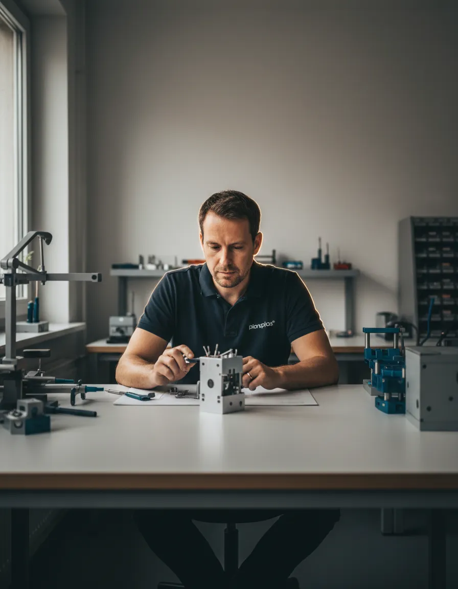 Markus Müller in seiner Werkstatt in Karlsruhe, planoplas®