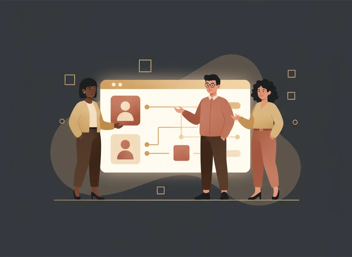 Modern illustration of a small team hiring with Izadora Agency