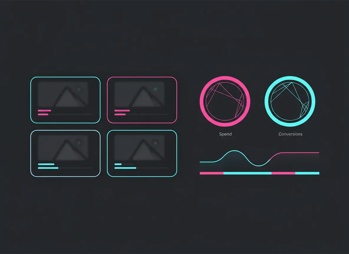 Panel de campañas de anuncios con métricas y gráficos