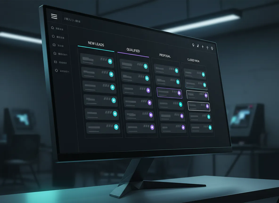 Vista de CRM con oportunidades y etapas de pipeline