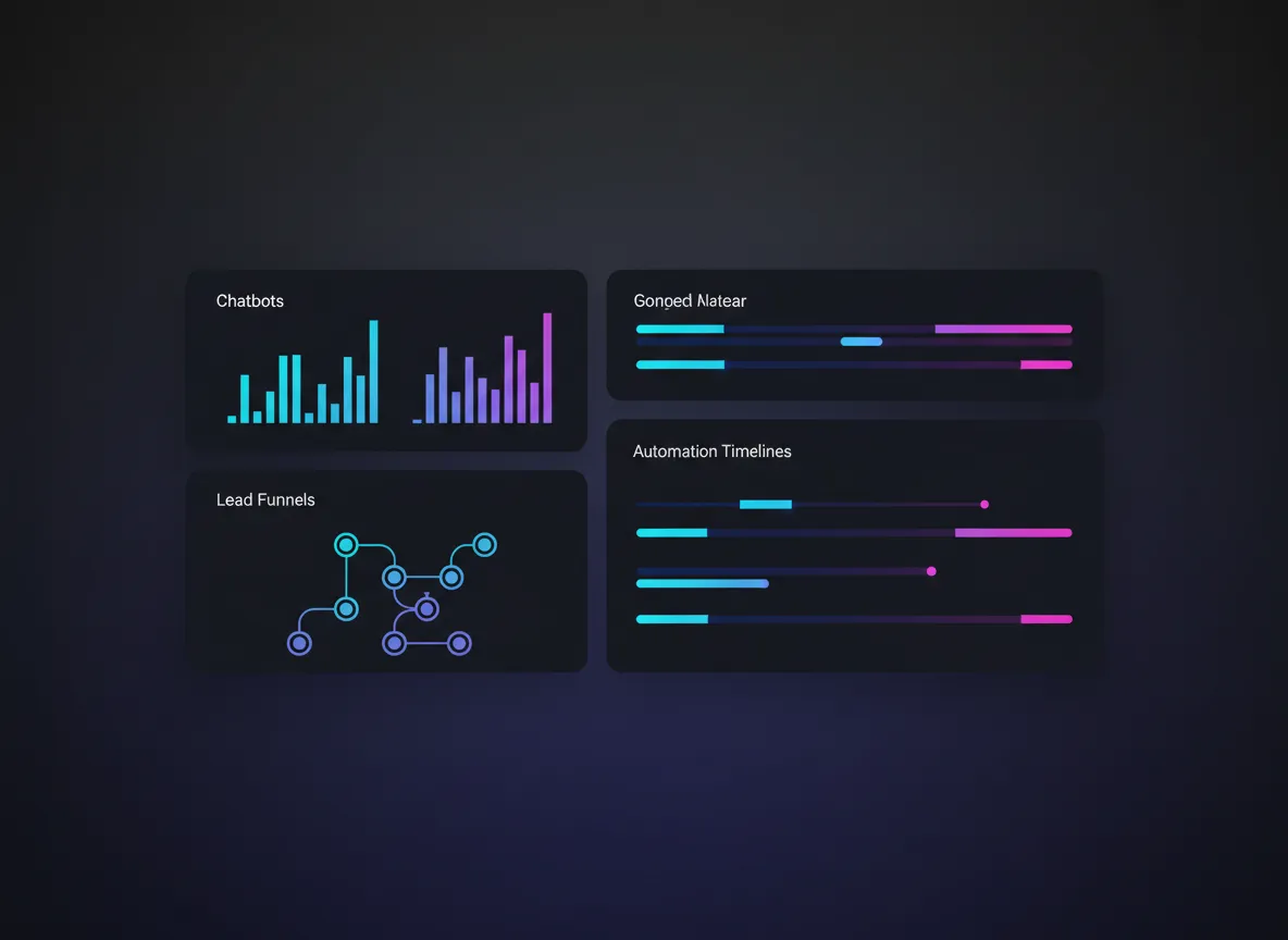 Panel de la plataforma de ElyonBots mostrando chatbots, campañas y automatizaciones