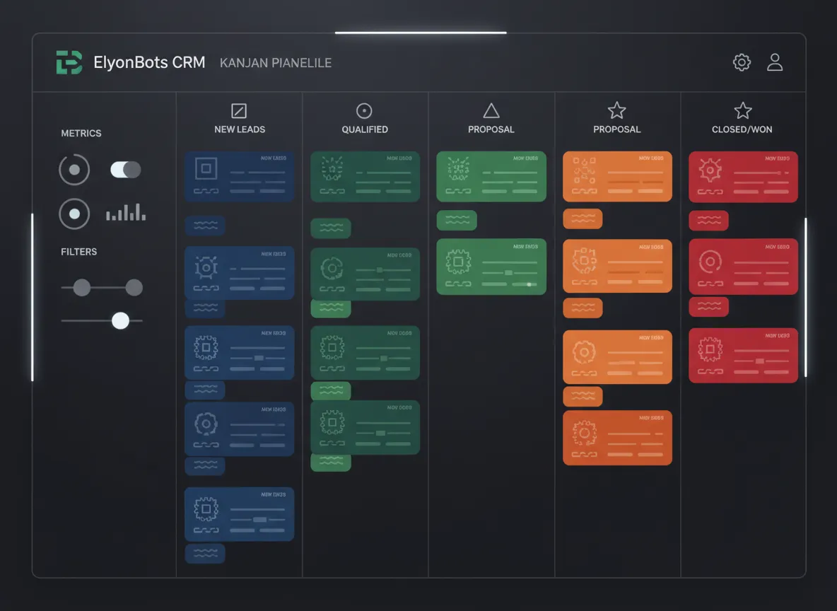 Pipeline visual del CRM todo en uno de ElyonBots