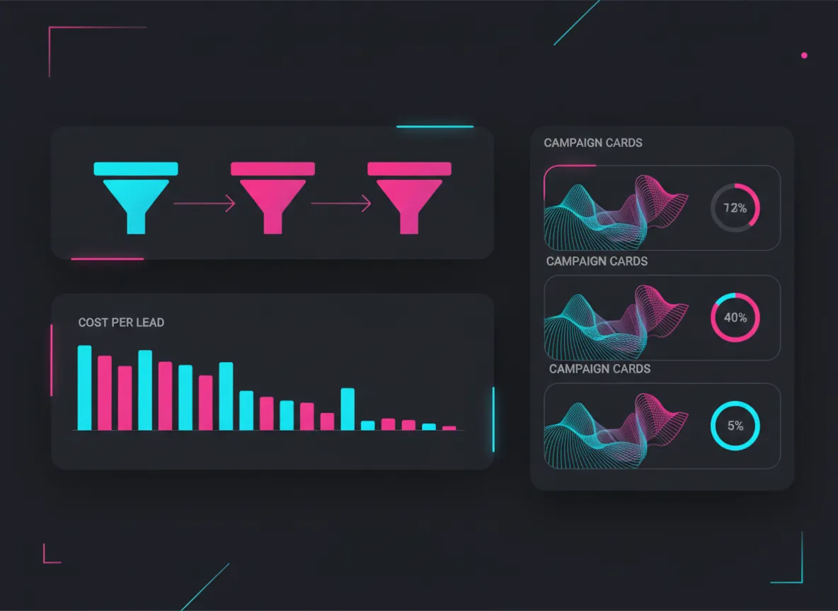 Dashboard de campañas de generación de leads con IA