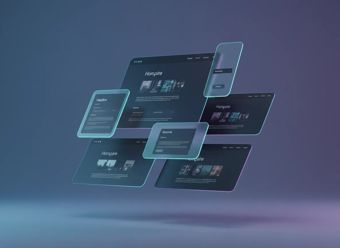 Mockups de sitios web dark premium diseñados por ElyonBots