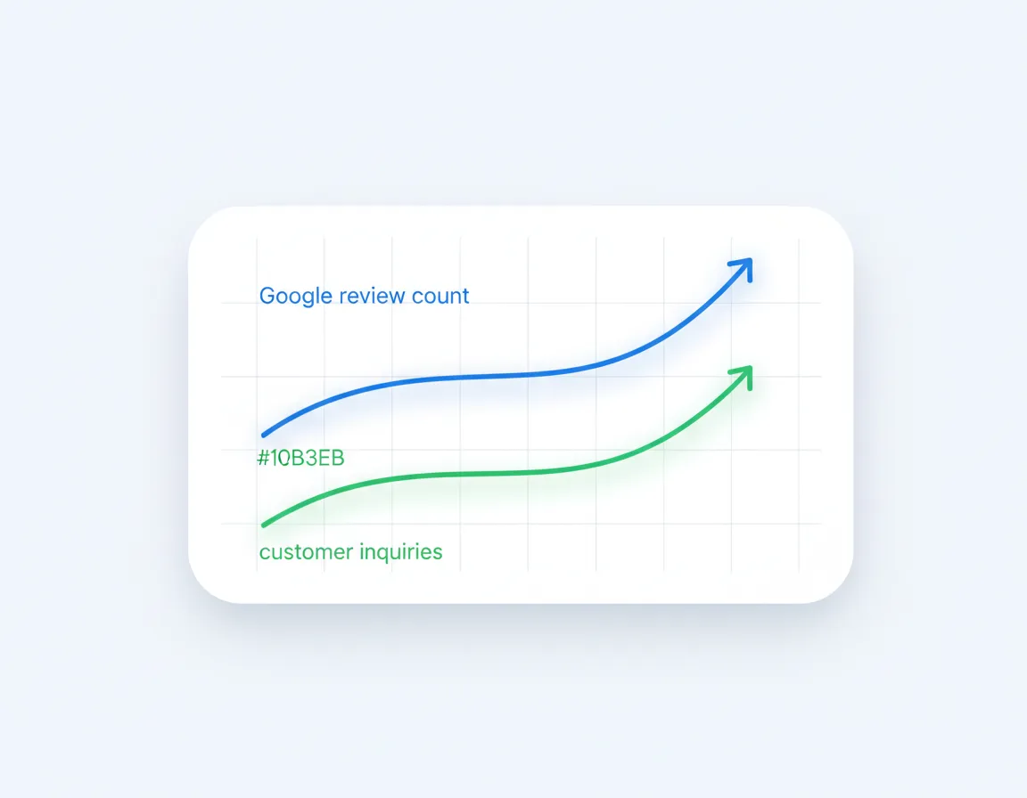 Graph showing increase in reviews and customers over time