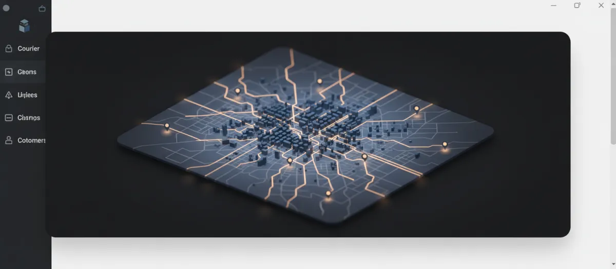 Stylized map illustration representing courier coverage area