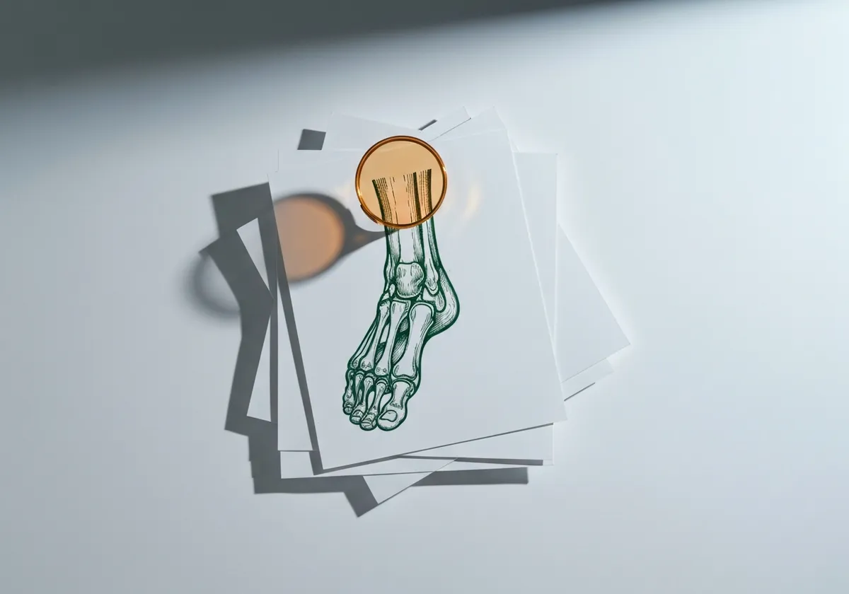 Anatomy Preview Container showing layered paper and foot diagram with amber magnifying circle