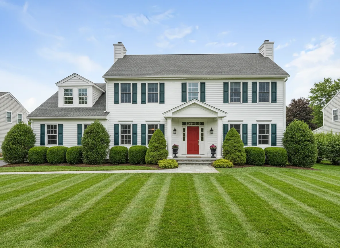 Freshly mowed lawn in Pittsfield with clean stripes