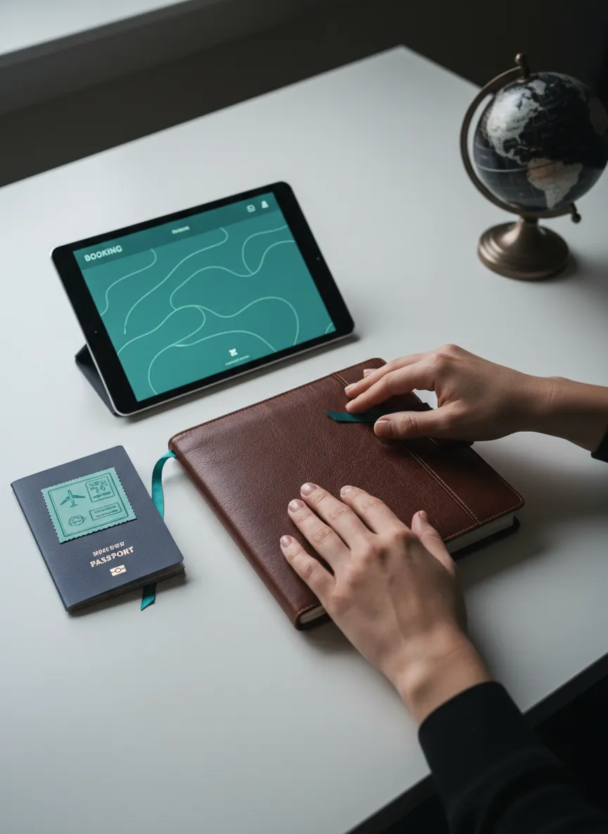Travel professional managing bookings on a tablet