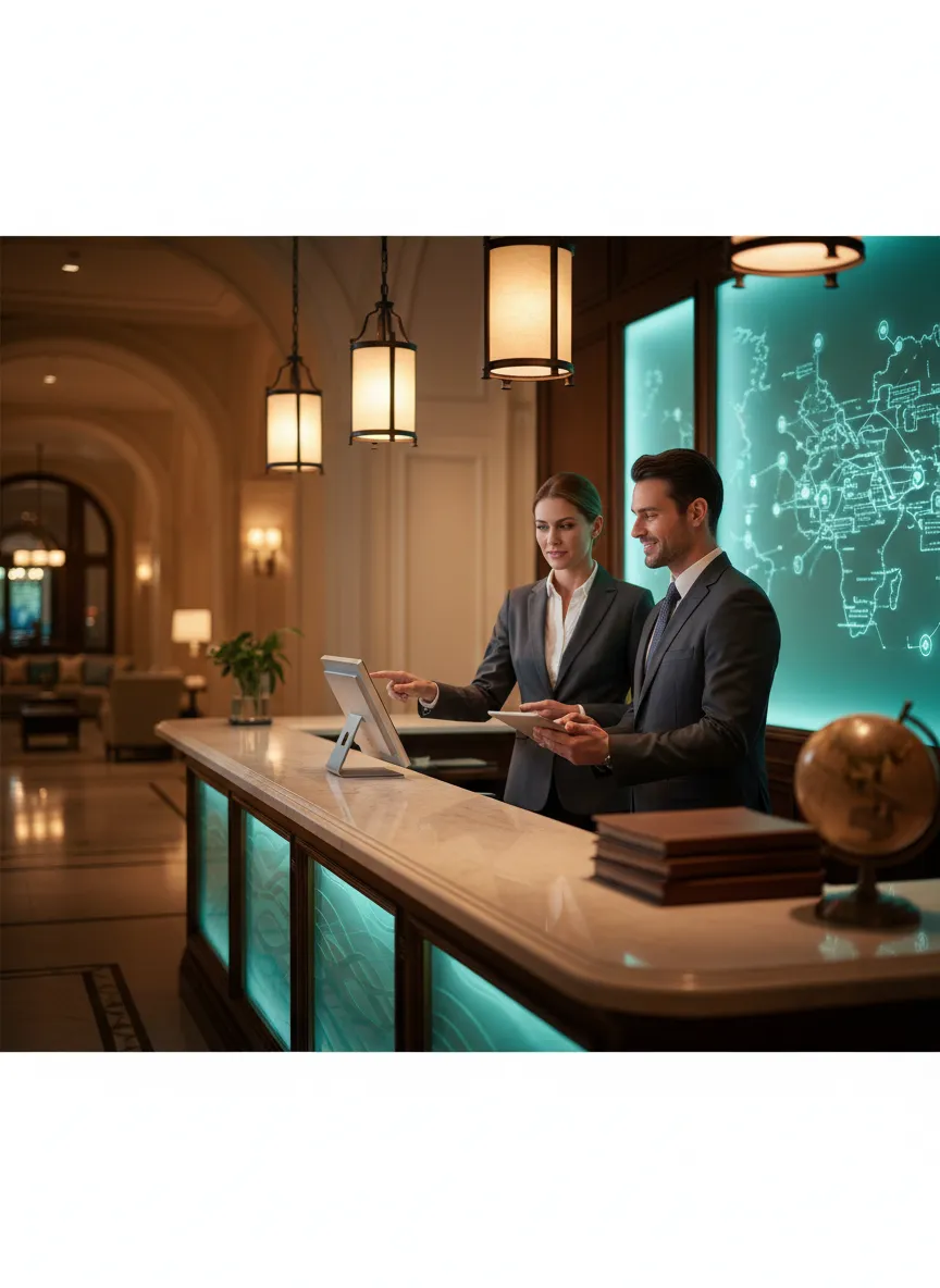 Confident professional receiving support and access to travel systems
