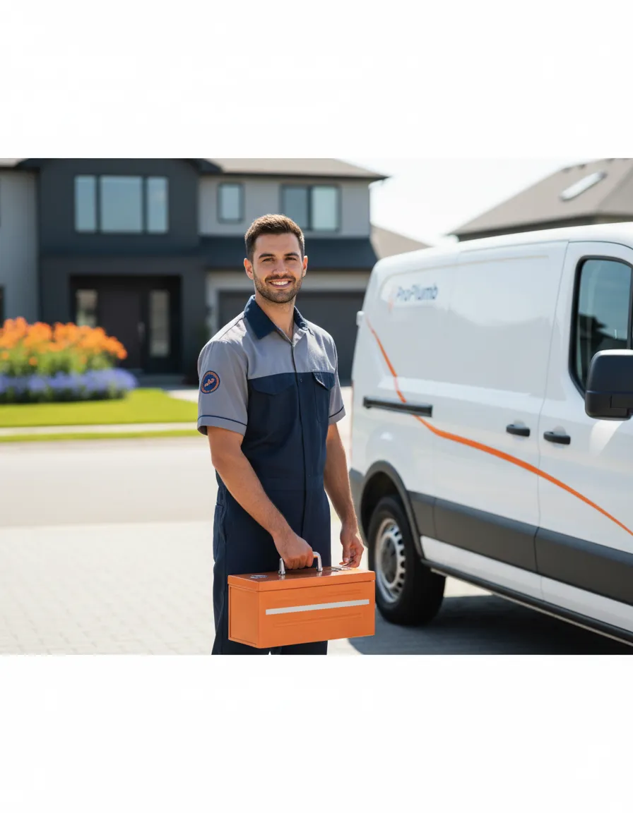 Professional plumber arriving at a home