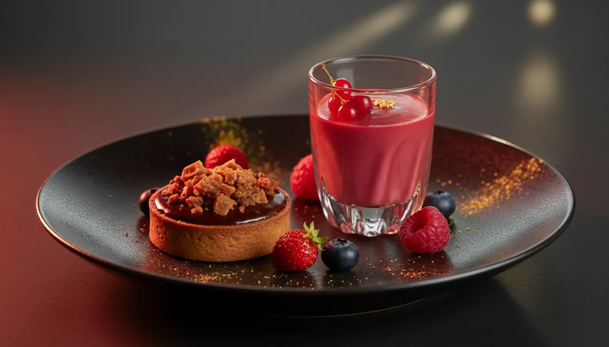 Eleganckie desery w złoto‑czerwonym świetle