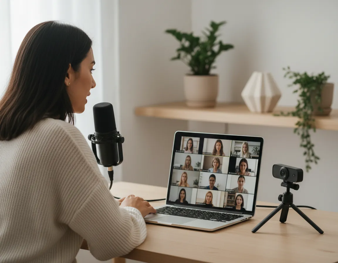 Vivi falando ao vivo com grupo online.