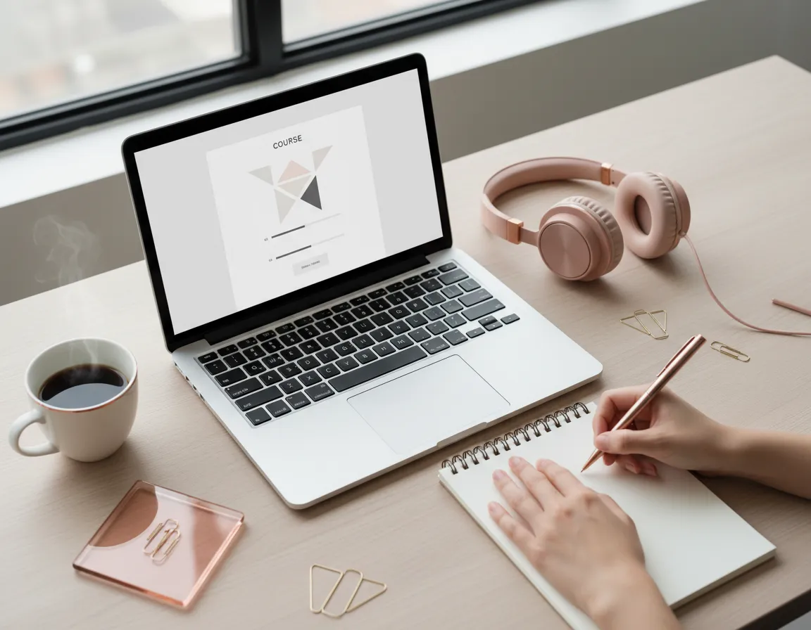 Notebook com aula aberta e materiais digitais.