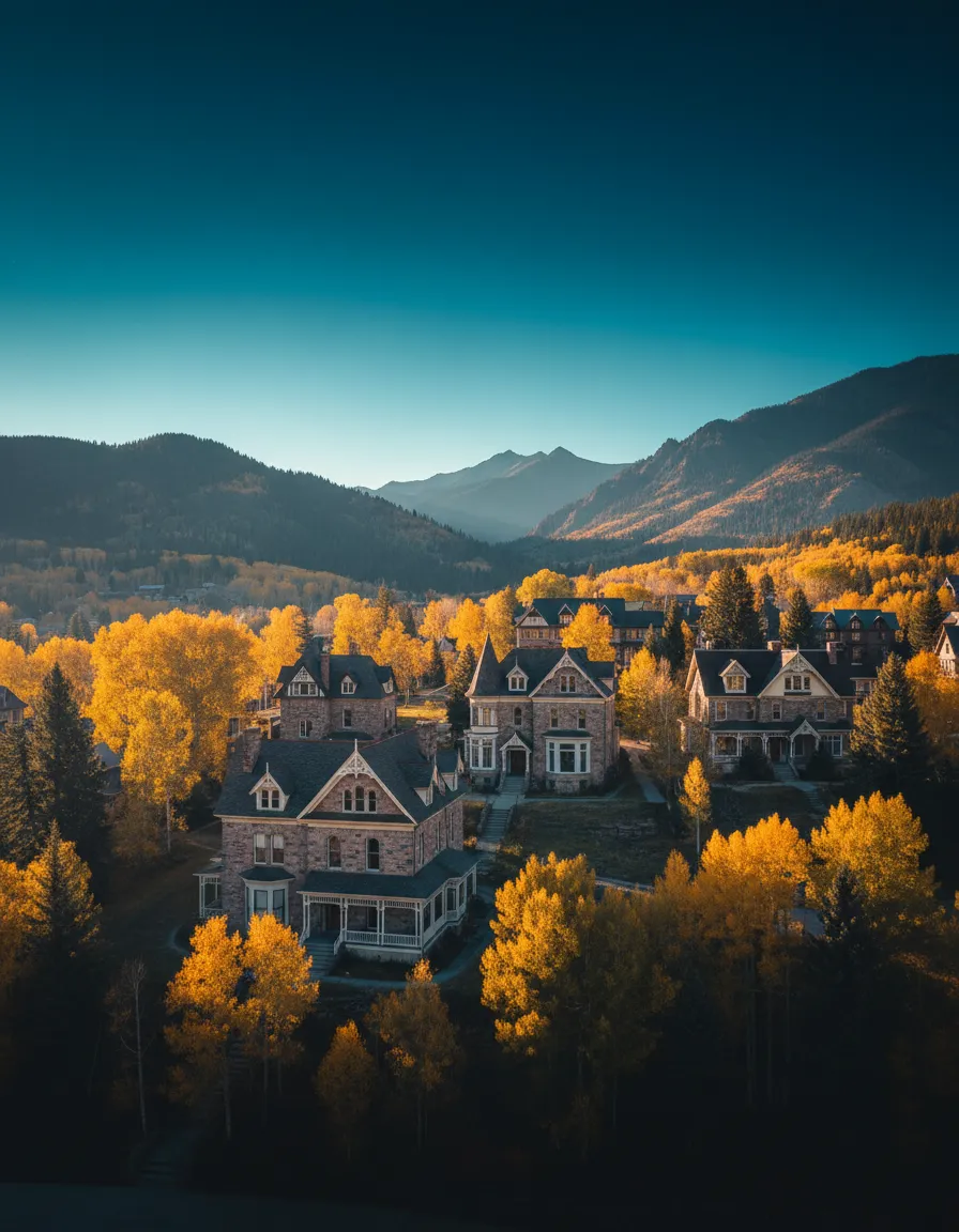 Historic homes nestled in the Uncompahgre National Forest near Ouray, CO