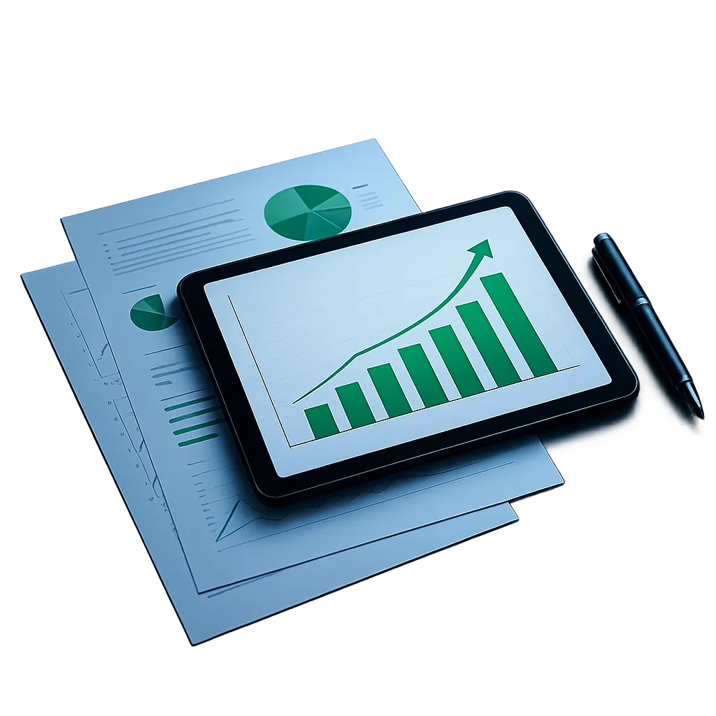 Professional financial documents and charts