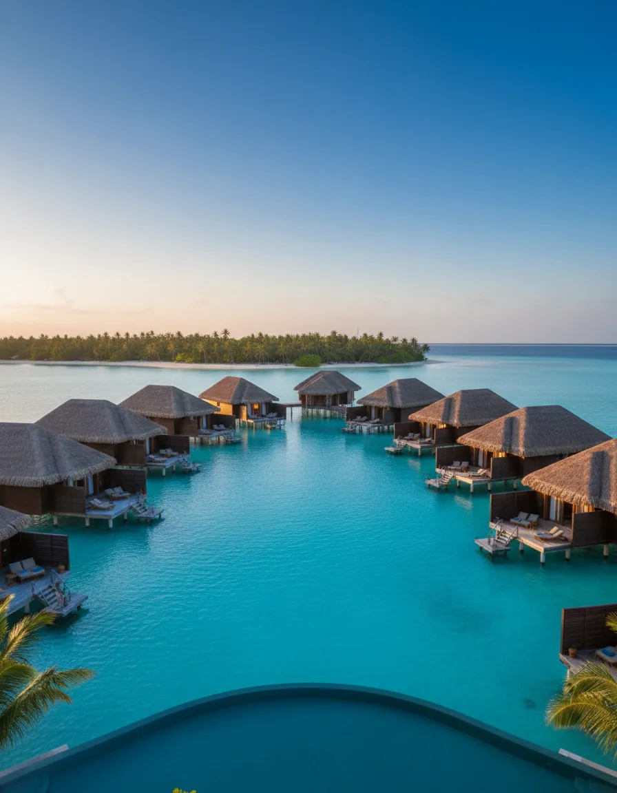 Luxurious tropical resort with a pristine pool and ocean view