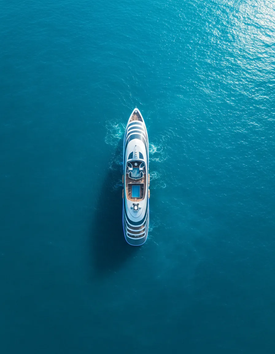 Luxury cruise ship sailing through clear blue waters