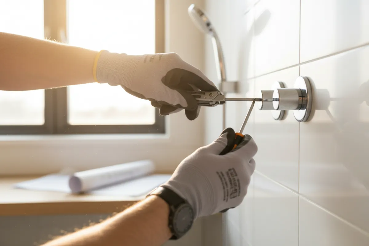 Repairs and upgrades: technician repairing plumbing or electrical systems