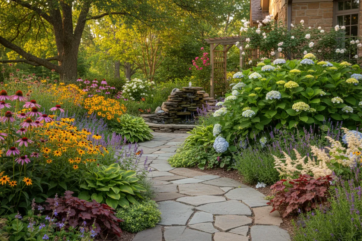 Custom garden layout with plant palettes and design sketches — spring — medium