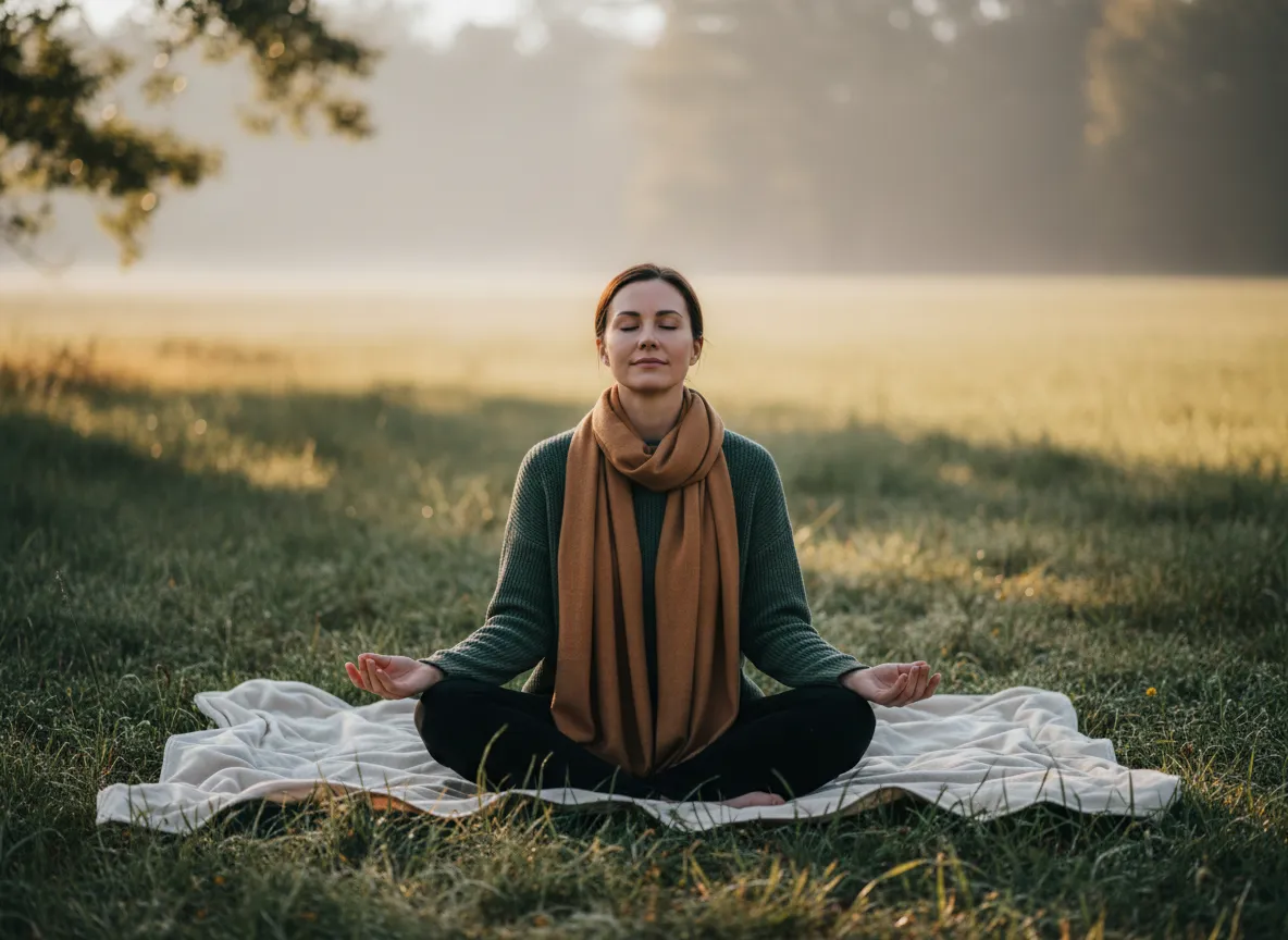 Woman experiencing calm and anxiety relief