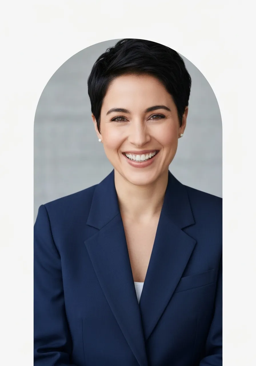 Portrait of a smiling woman wearing a blazer