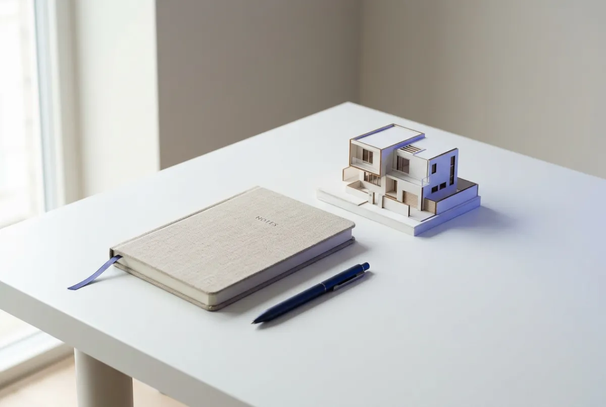 Minimalist editorial layout and structured visual workspace composition