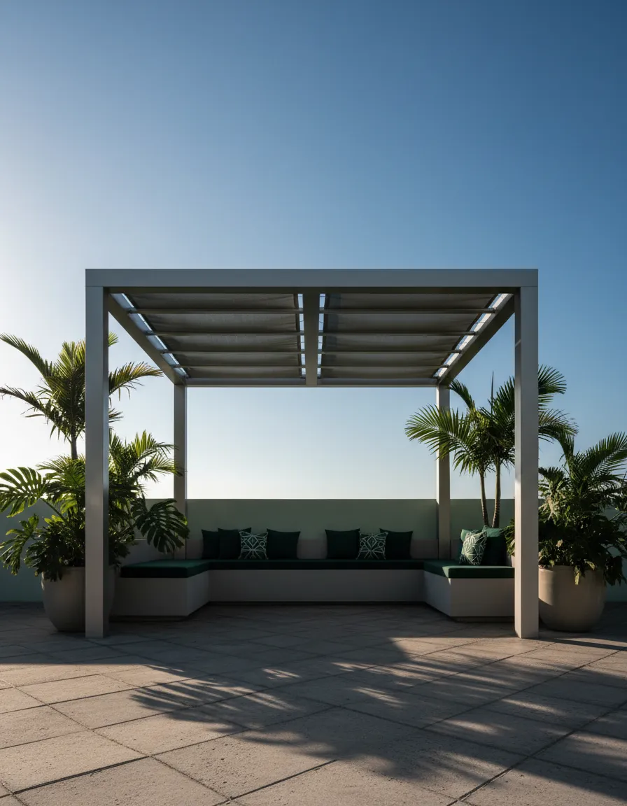 Modern aluminum pergola installed in a Miami backyard