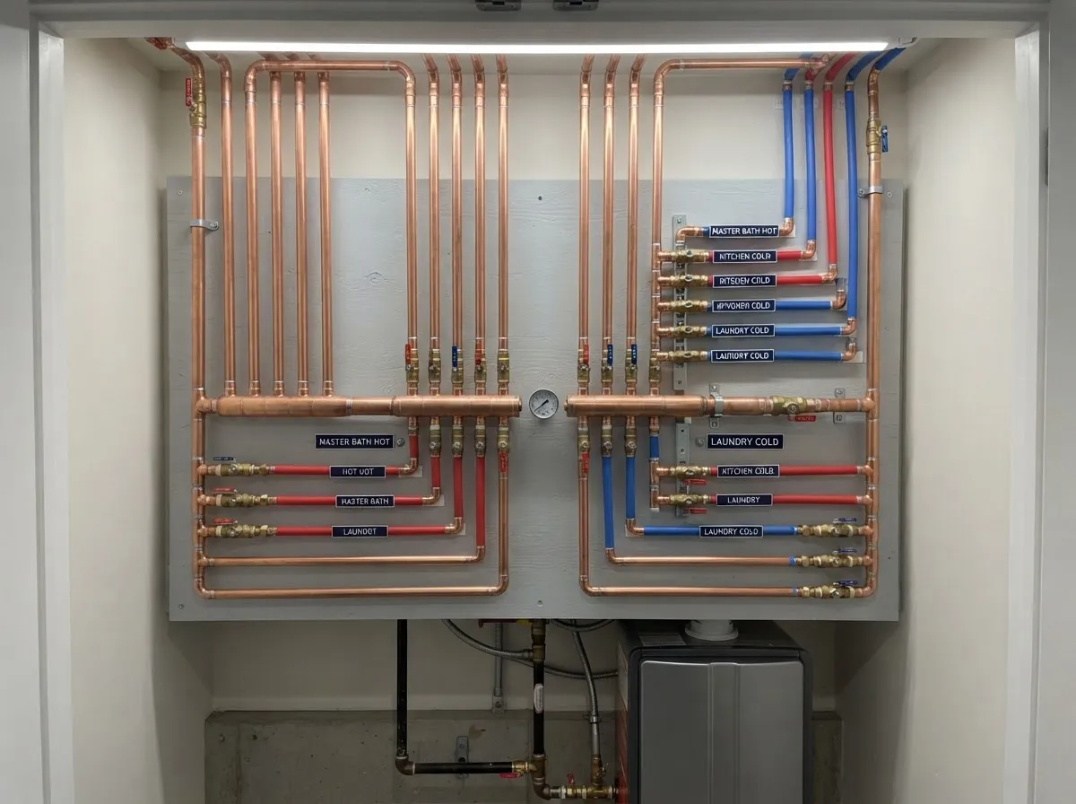 Whole home copper repiping and clean manifold installation in Boca Raton