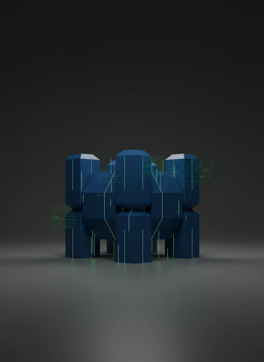 Abstract geometric security graphic symbolizing compliance and data protection