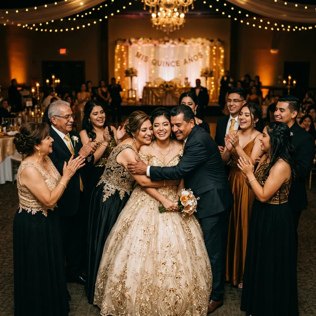 Familia Castillo Rivas en la fiesta de quince años