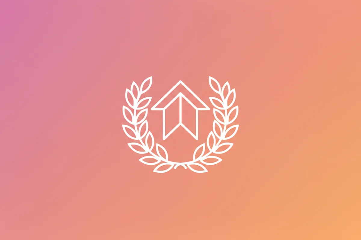 Recognition icon for an industry list, simplified to a white linear badge so it reads clearly on the pink–orange gradient background.