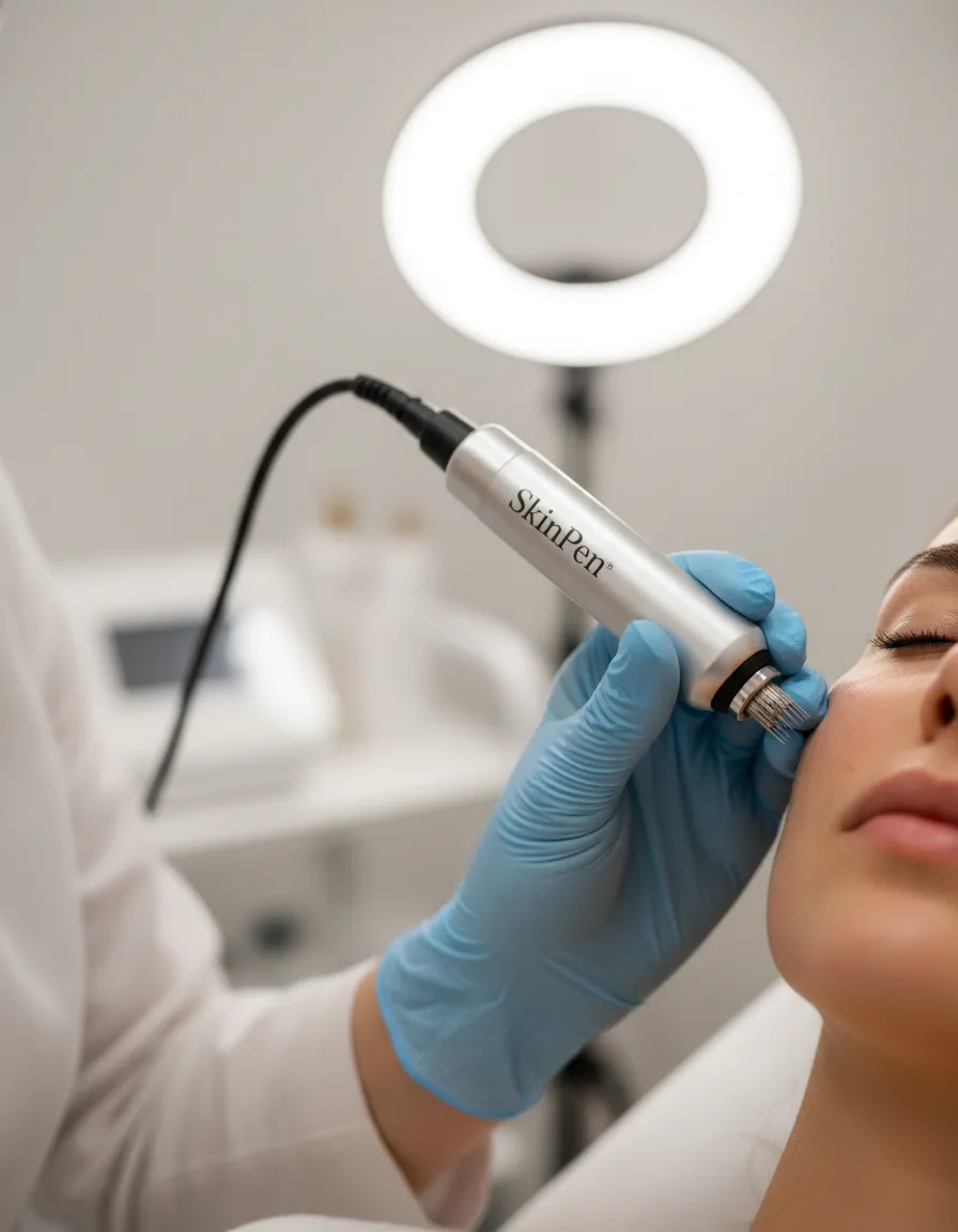 Close up of SkinPen device on patient's face
