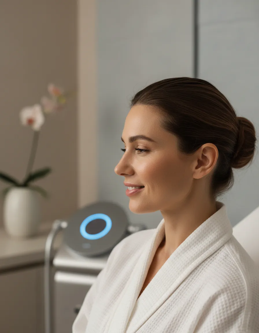 Woman smiling with clear skin